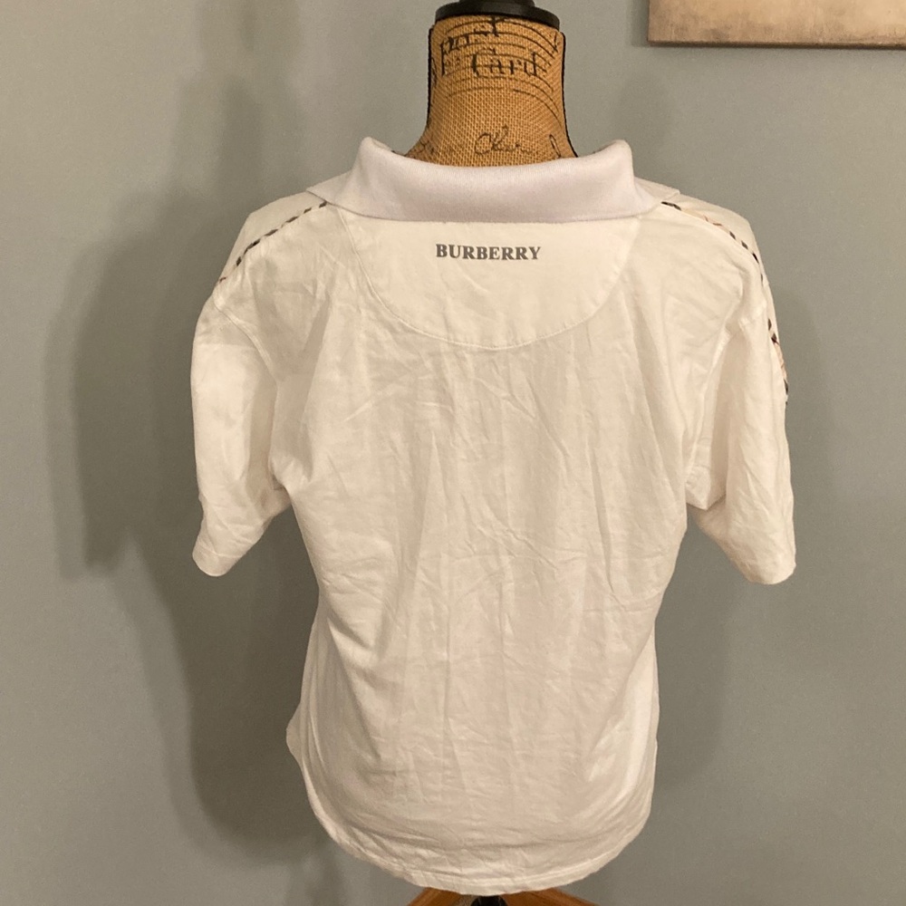 Burberry London Classic White Polo with Iconic Trim Women Size M - Picture 12 of 13
